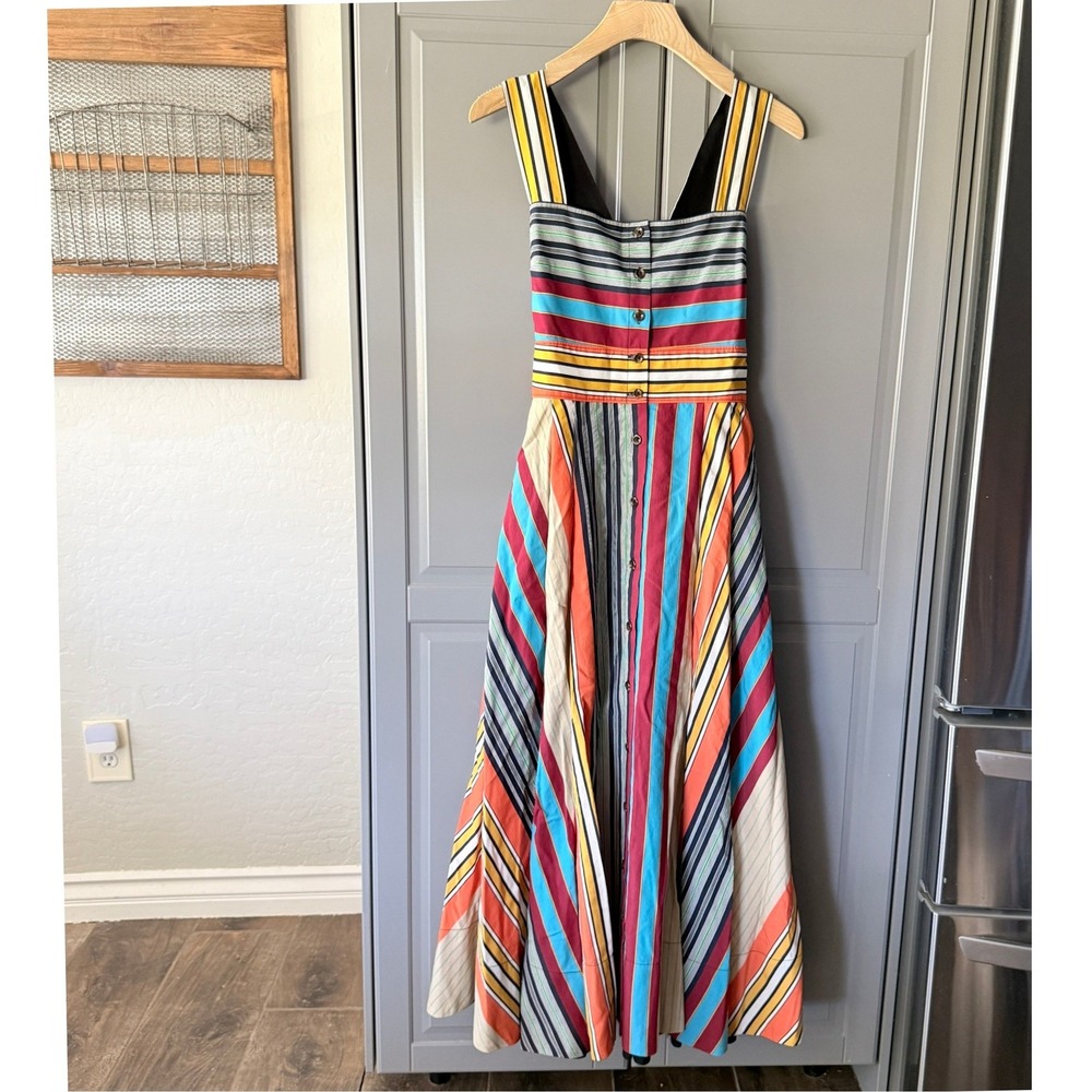 La Ligne New York Katherine Striped Summer Picnic Midi Dress, Multicolor,4